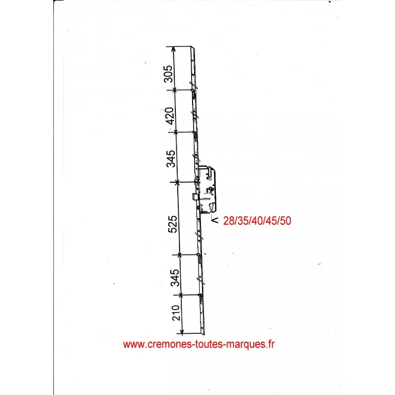 Serrure Maco 4 galets axe 45